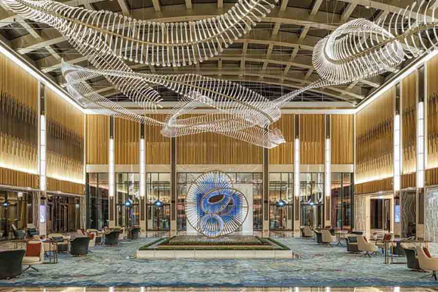 The hotel’s lobby