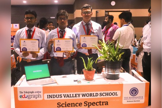 Indus Valley World School, the 2nd runners-up of Science Spectra 2024 with their project, Green Electricity