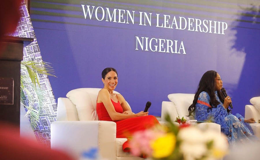 Meghan addressed a women's leadership programme during the three-day trip.