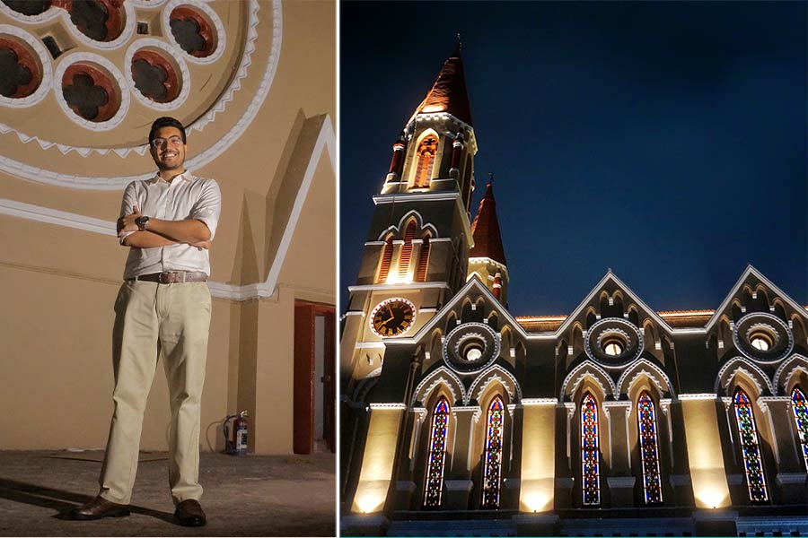 As the principal lighting designer for Calcutta Illumination Project, Tushar Bhala has been giving Kolkata’s heritage structures — like (right) St. James’ Church — a makeover with lighting