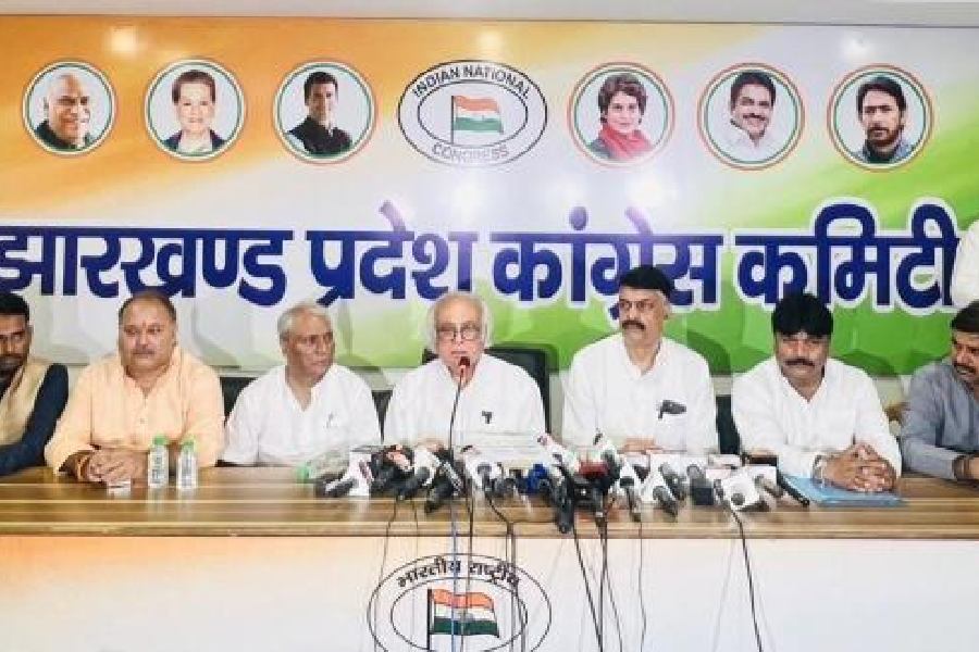 Congress leader Jairam Ramesh address media at Ranchi on Wednesday