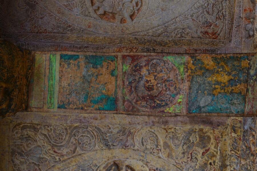 A fresco on the ceiling of cave number 3 at Badami. 