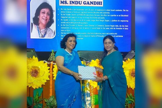 Guest of Honour - Indu Gandhi, educationist and Founder Director of Poison Consultancy Services being felicitated
