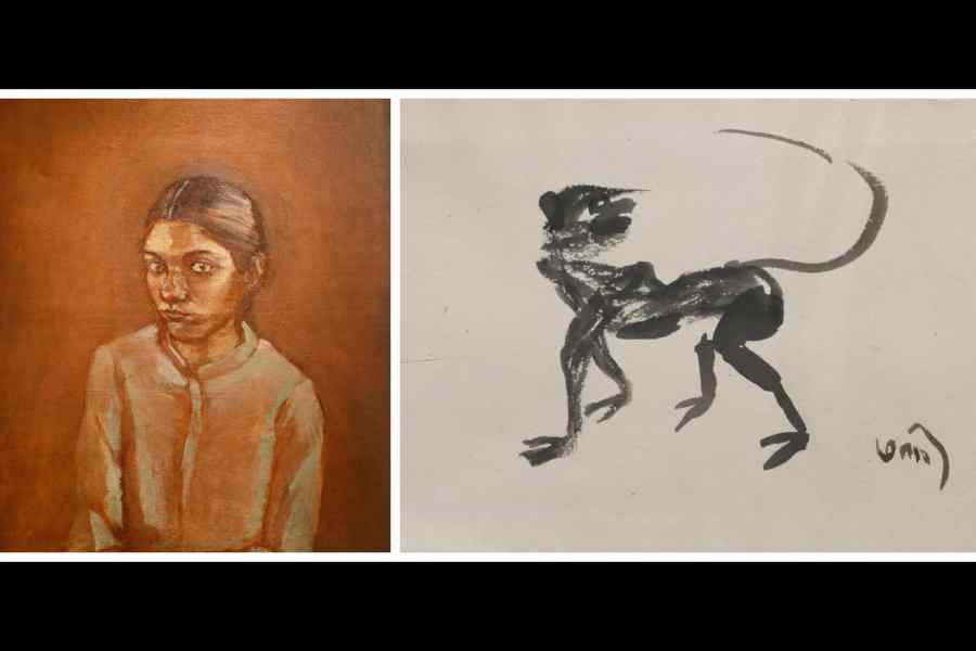 (Left) An artwork by K.G. Subramanyan. (Right) An artwork by K.G. Subramanyan