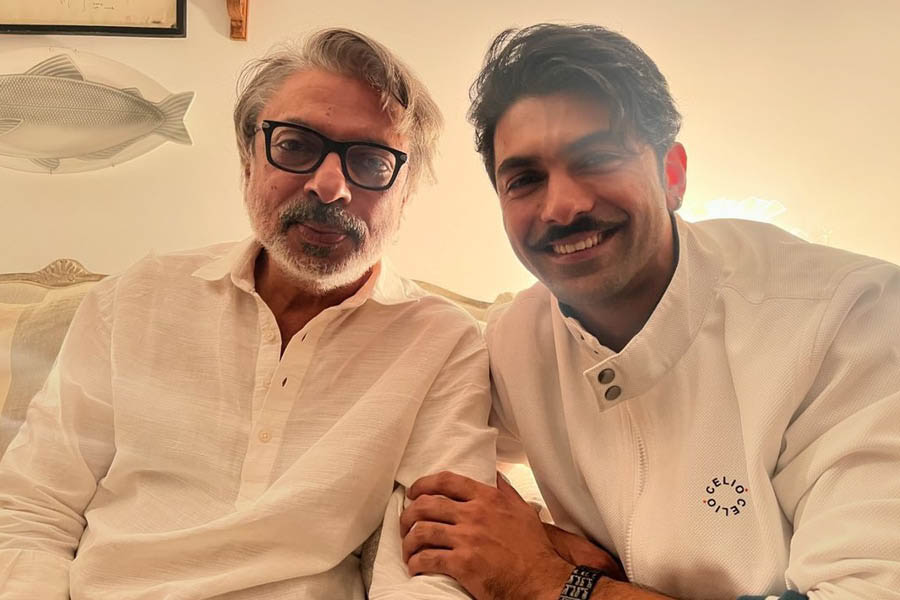Taha Shah Badussha with Heeramandi director Sanjay Leela Bhansali.