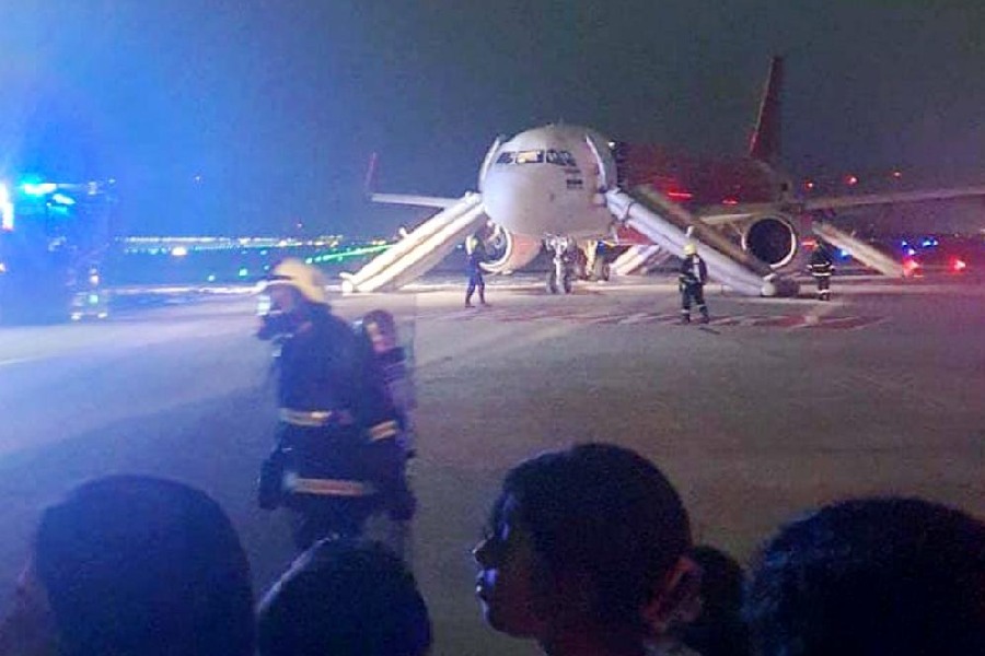 A Bengaluru-Kochi Air India Express flight makes an emergency landing at Bengaluru Airport after its right engine caught fire soon after take-off