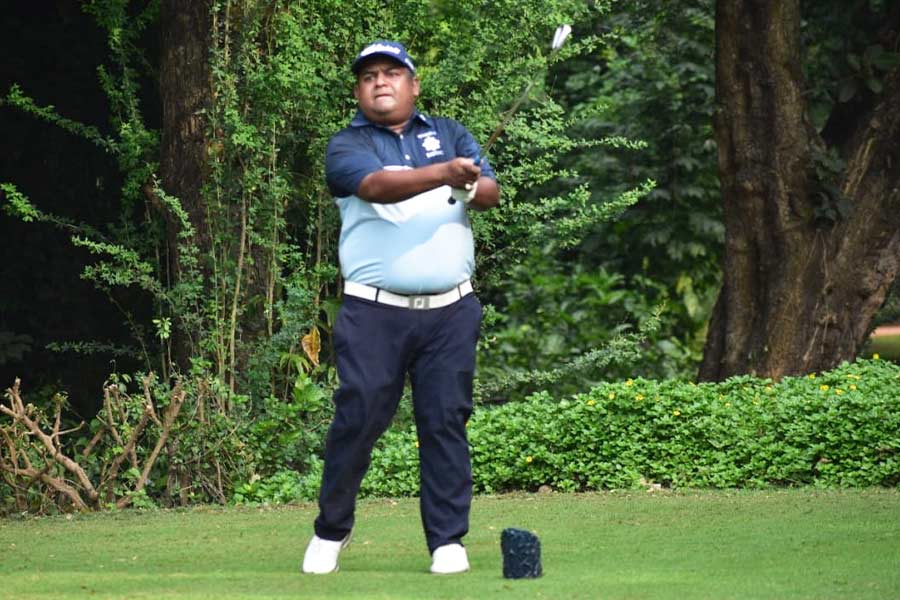 Abhishek Mitra in action at the 2024 British Mid-Amateur Championship