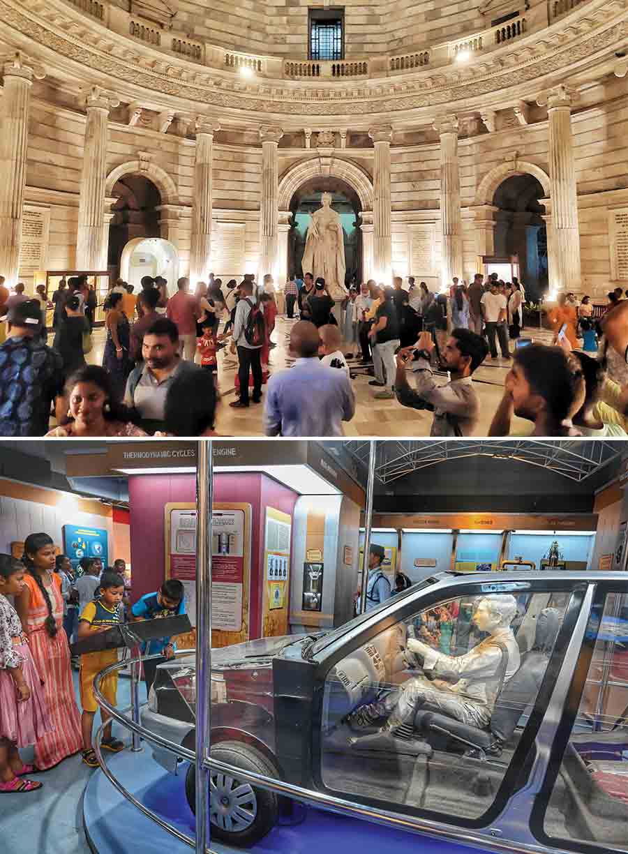 Visitors at Victoria Memorial and Birla Industrial and Technological Museum on Saturday evening, which happened to be International Museum Day 