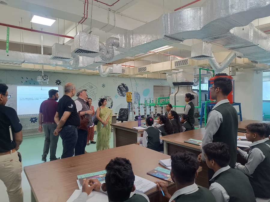 British deputy high commissioner in Kolkata Andrew Fleming interacts with students at the World Skill Center in Bhubaneswar. He was spellbound to see the world-class facilities and the enthusiasm among the students