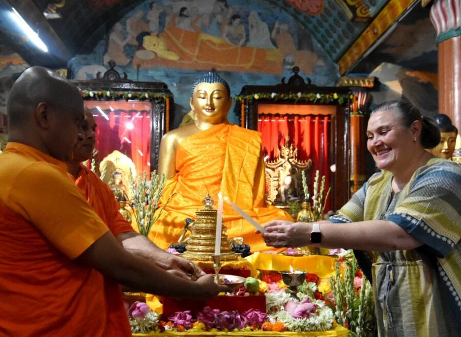 US consul general in Kolkata Melinda Pavek too was spotted among devotees lighting a candle at the Mahabodhi Society of India on Thursday