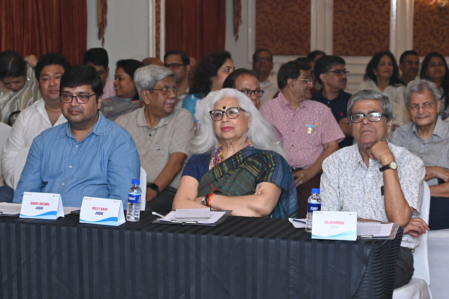 The adjudication panel for the debate comprising Barry Antunis, Dolly Basu and Raju Raman