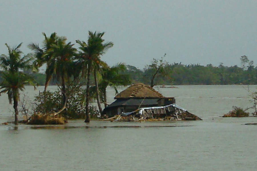 Lahiripur village in the Sunderbans after Aila in 2009.