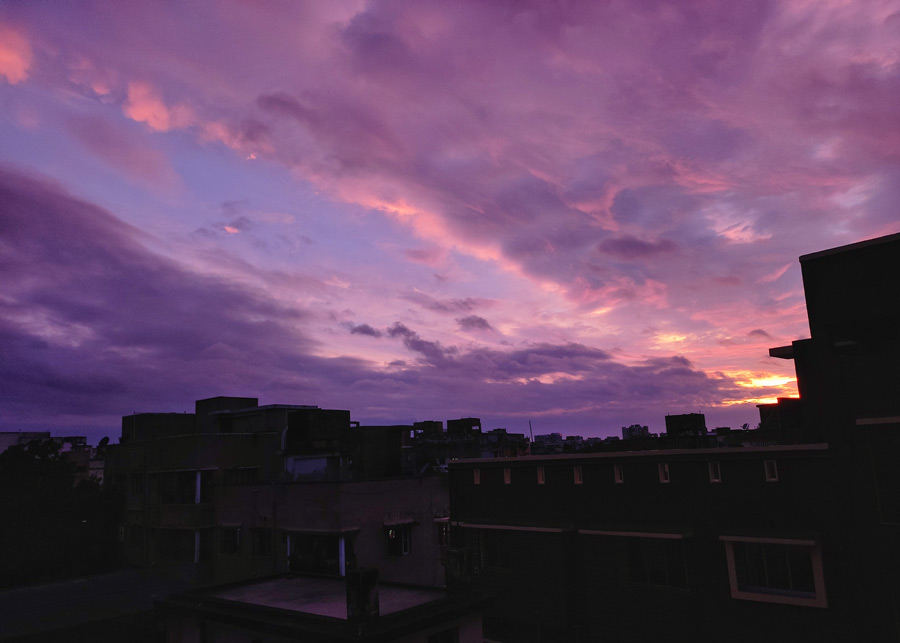 The sky turned purple after the rain stopped around Monday evening after Cyclone Remal lost its intensity. In the last 24 hours, IMD recorded 189.5mm of rainfall in Kolkata   