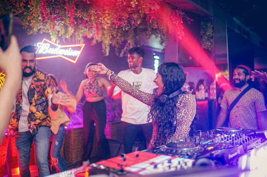 The night was filled with an uplifting and positive vibe with Arthi’s energetic music and Bombay Dance Productions’ moves. Here, ‘bachpan se dancer’ Ishan Bhasin shared a fun moment mid-set with Arthi. ‘A DJ needs environmental support just like a cricket match needs its audience, commentators and billboards. Bombay Dance Productions was that support for Arthi,’ said Bhasin. ‘We gave steps that were easy for the crowd to follow, and the best moment was when she came on stage herself and led the grooves!’ he signed off