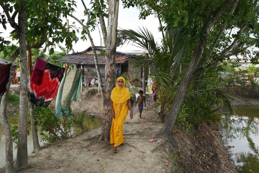 Areeja Biwi, widow of Samsul Huda Seikh, one of the 12 killed in the Coromandel Express tragedy last year, at Madhusudanpur village in South-24 Parganas’ Kakdwip block