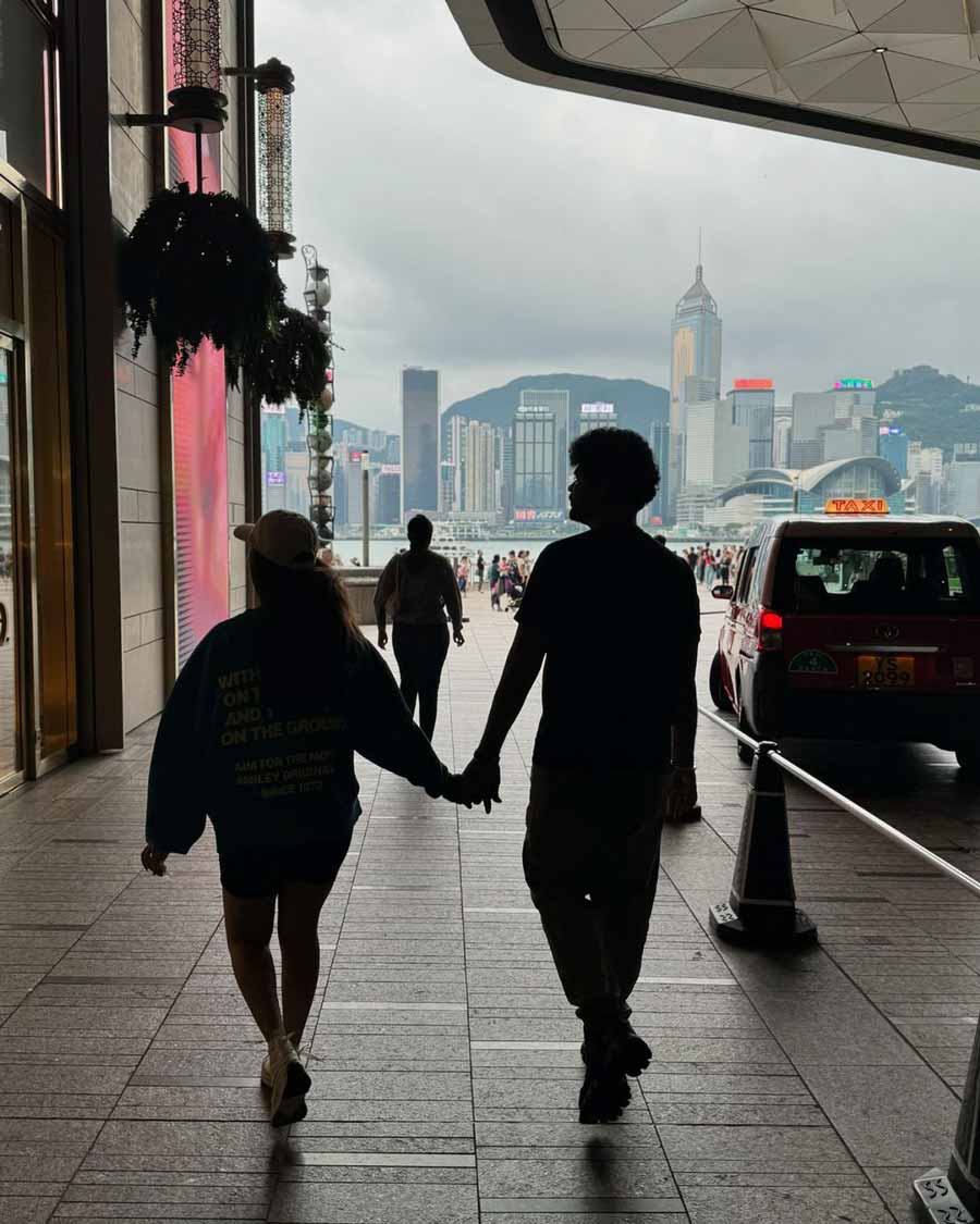 Nayanthara and Vignesh walked hand-in-hand through the busy city streets. The couple tied the knot in 2022 and welcomed twins Ulag and Uyir in the same year.