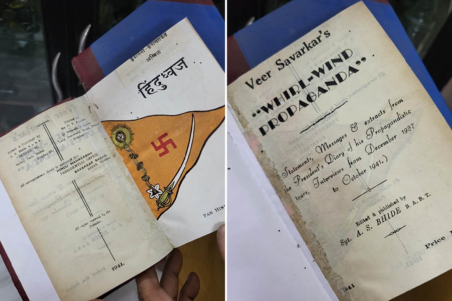 Earliest editions of books written by Vinayak D Savarkar in the possession of the Chatterjee family.