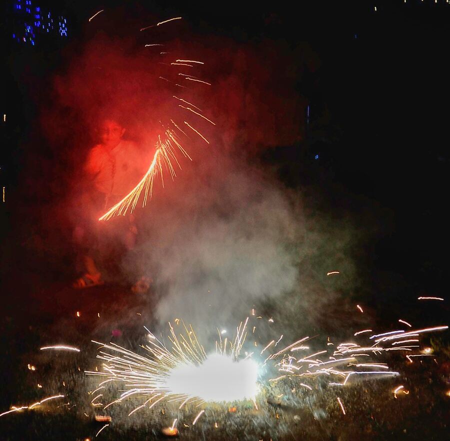 Children enjoyed playing with sparklers and spinners  