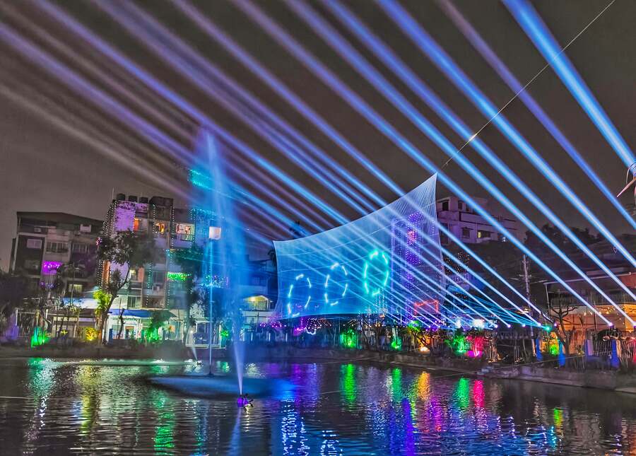 A light and laser show was held at Baghajatin on Thursday evening  