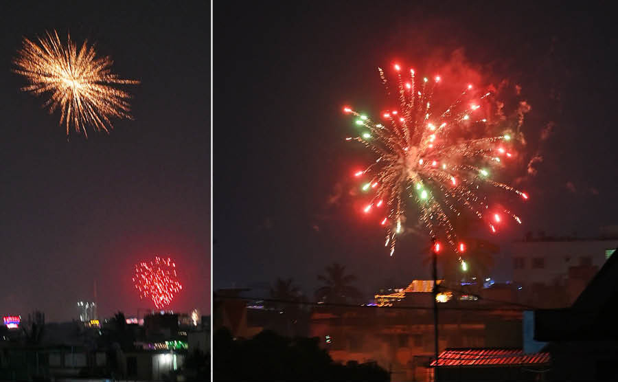 Fireworks continue a day after Diwali on Friday