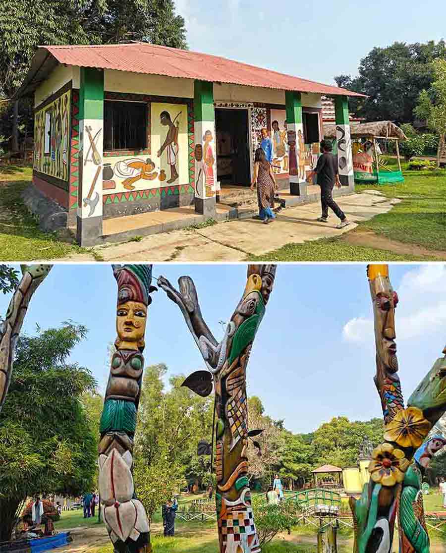 Colourful artwork at Srijani Shilpagram at Sriniketan in Bolpur on Saturday