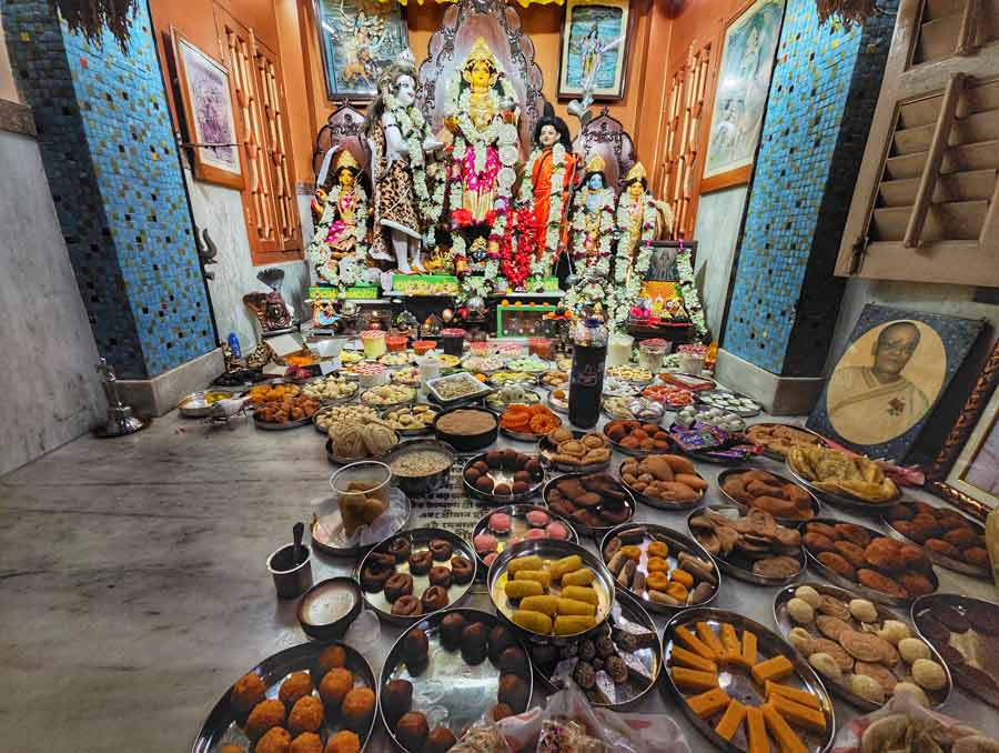 The family head, Subrata Bhattacharya, said: ‘Annakut Puja is a way of life for us which we cannot give up. Wherever we are, my wife and I ensure that we continue with our family tradition with utmost dedication and faith’ 