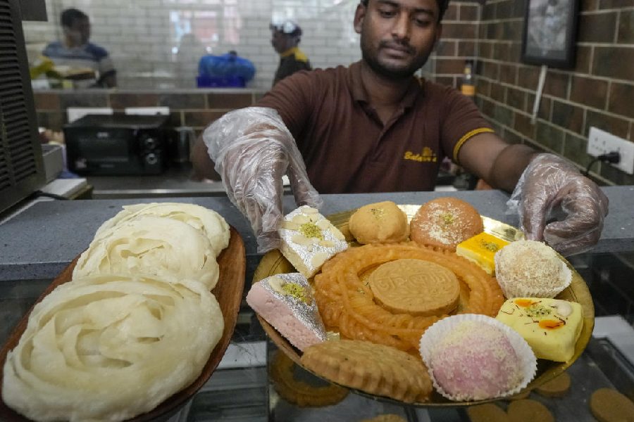 Bhai Dooj special sweets at a shop in Kolkata. PTI