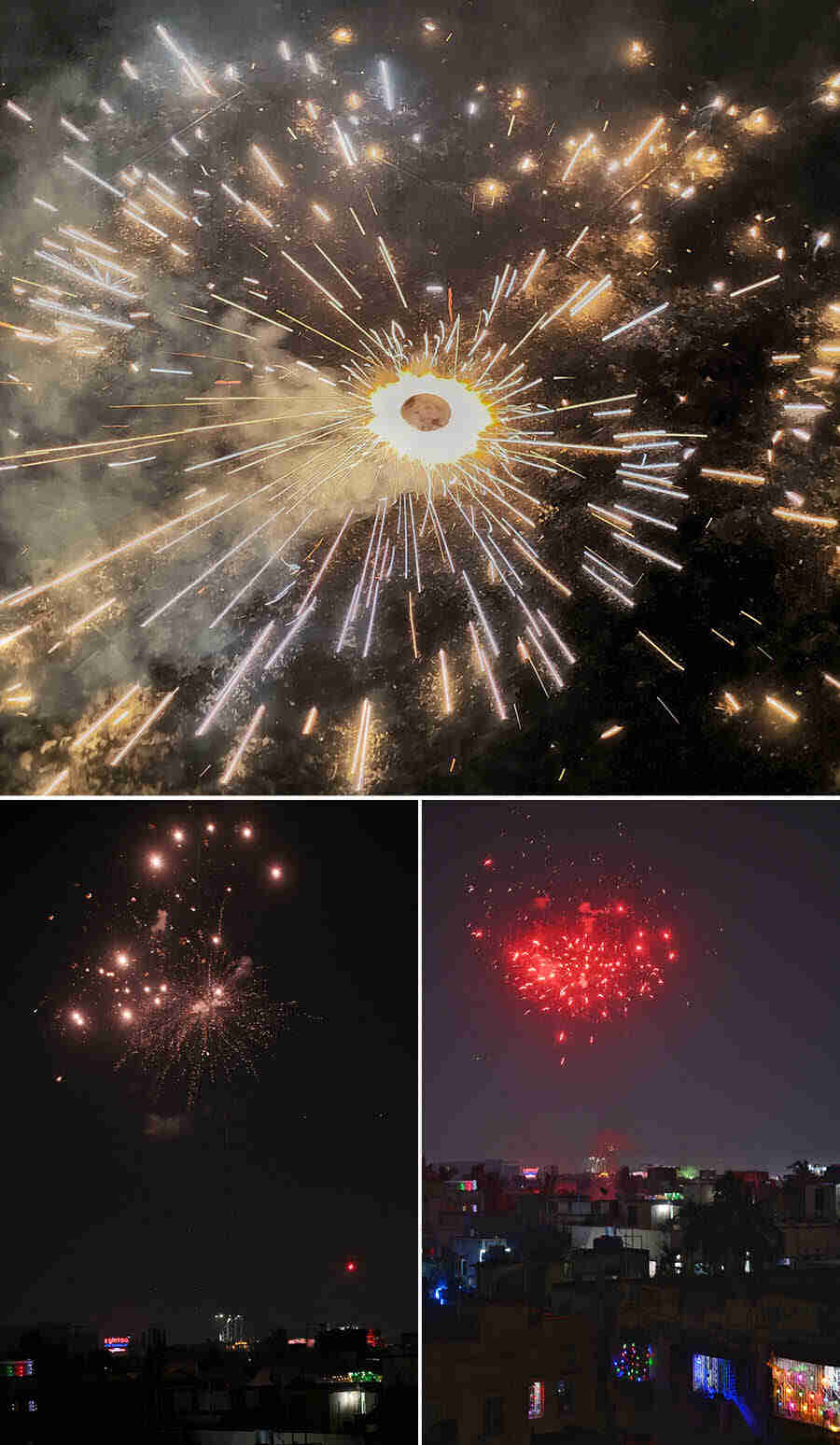 People celebrated the festival of lights with crackers and a variety of fireworks lit up the skyline on October 31 