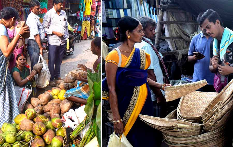 People shopping at Kidderpore market for Chhath Puja, which begins from November 5  