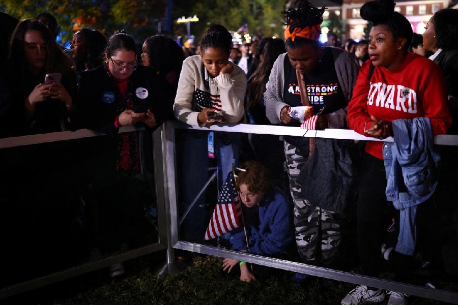 Dejected Harris supporters at Howard University, in Washington, U.S. Reuters 