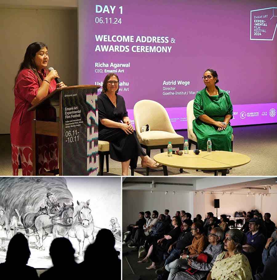 People take part in the Emami Experimental Film Festival at Kolkata Centre for Creativity on its first day on Wednesday. It will conclude on November 10