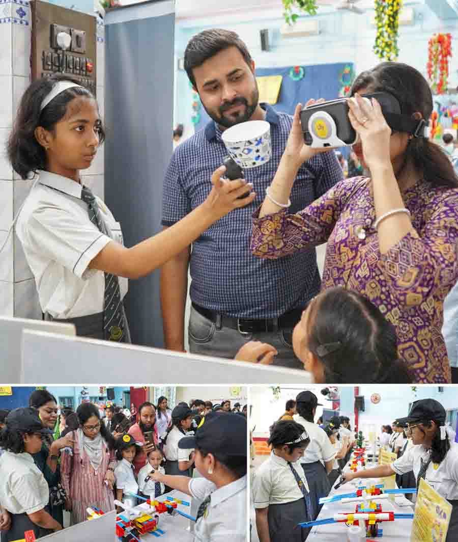 Auxilium Convent School, Dumdum students showcase their creativity, innovation and talents at AUXIL exhibition-2024 on Friday. STEAM education showcased how it brings together science, technology, engineering, arts and mathematics. It helps students understand how these subjects work together to solve real-world problems. In STEAM AI, students might build robots, create artwork with technology, or use math to solve science problems. International Steam Research empowers schools to facilitate sustainable experiential learning with futuristic technologies