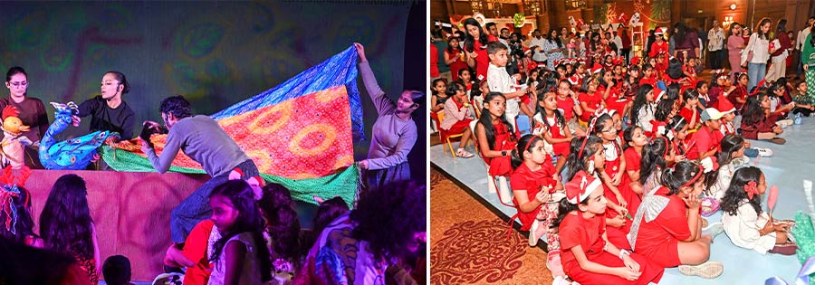 Cake mixing done, a puppet show featuring life-sized dolls of ducks, snakes, rhinos and more was staged. The song-and-dance routine urged the kids (seated on the floor) to ‘be yourself’