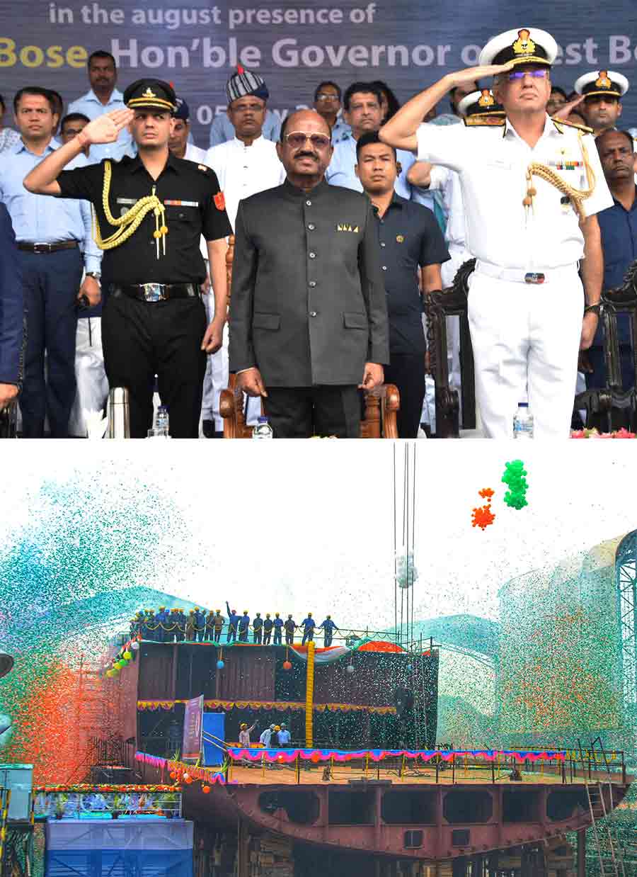 The keel-laying ceremony for two Next-Generation Offshore Patrol Vessels (NGOPVs) was held on November 5 in the presence of governor CV Ananda Bose. The NGOPVs are a series of 11 offshore patrol vessels to be built by Goa Shipyard (GSL) and Garden Reach Shipbuilders & Engineers (GRSE) for the Indian Navy 