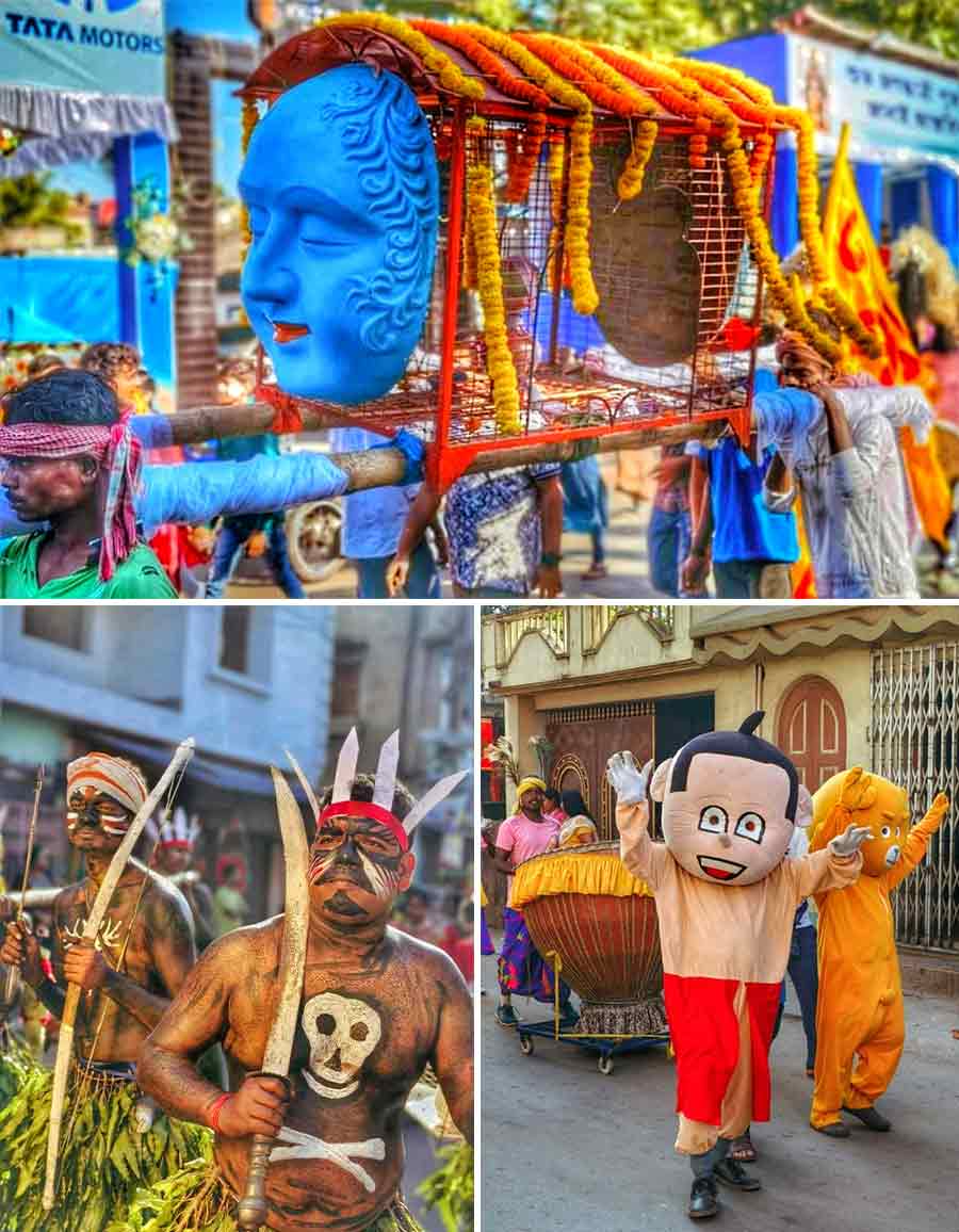 The ‘mangal ghat’ of a Jagaddhatri Puja being taken in procession to the Jalangi river  in Krishnanagar on Tuesday