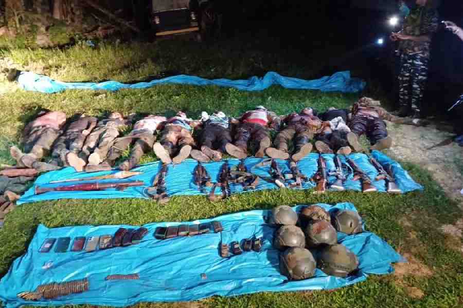 Bodies of militants killed in Manipur.