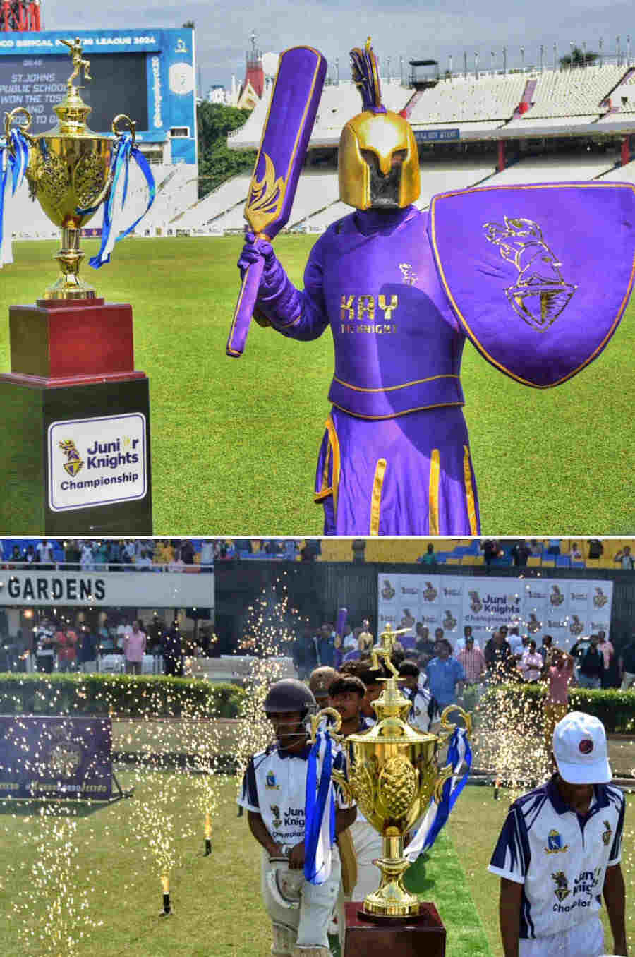 A grand inaugural ceremony was held at the Eden Gardens on Tuesday for the Mayor’s Cup 2024-25. Sixty-four teams are taking part in the event jointly organised by the Cricket Association of Bengal (CAB) and Kolkata Municipal Corporation in association with Kolkata Knight Riders. CAB president Snehasis Ganguly and member mayoral council Debasis Kumar were present on the occasion