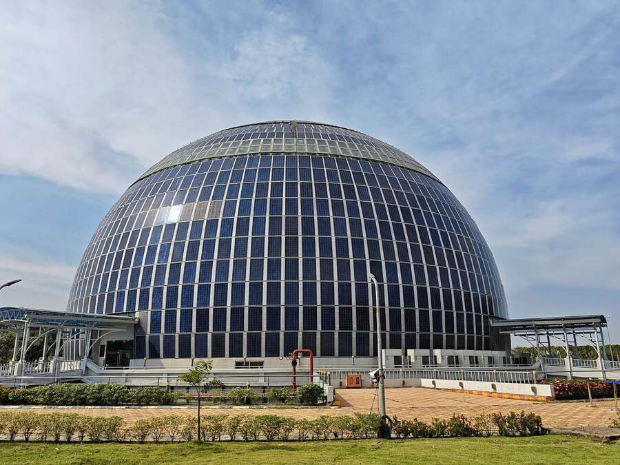 Science attractions in Kolkata just got an addition in the first week of November with the opening of Solar Dome, touted as India’s renewable energy museum beside the herbal garden, next to gate number 6 of Eco Park. The dome-shaped structure, spread over three acres, was inaugurated by the state urban development and municipal affairs minister Firhad Hakim. Besides internal lighting, it will also light up the surrounding streetlights with the energy it generates. Developed by the Housing Infrastructure Development Corporation (Hidco) at an approximated Rs 30 crore, the 27m high dome with a diameter of 45m has 2,086 solar panels of 150 and 200 watts for continuous generation of energy throughout the day