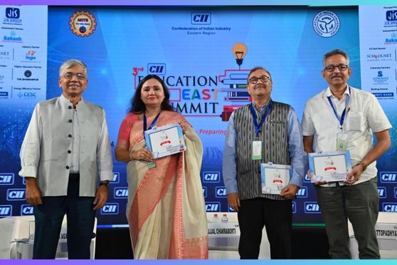 (L-R) Dr Mamta Rani Agarwal, Additional Secretary, AIU, former Adviser, AICTE & former Joint Secretary, UGC; Ujjal Chakraborti, Chairman, CII ER Education & Skill Development Sub-Committee & Executive-in-Charge, Tinplate Division, Tata Steel Ltd; Prof Saibal Chattopadhyay, Director-in-Charge, IIM Calcutta; and Dr V M S R Murthy, Director, IIEST Shibpur, at the Education East Summit.