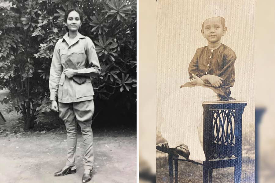 A profound love for the nation was inculcated within all the Bose children. (L-R) Roma in the Rani of Jhansi uniform and dressed as a Congress worker