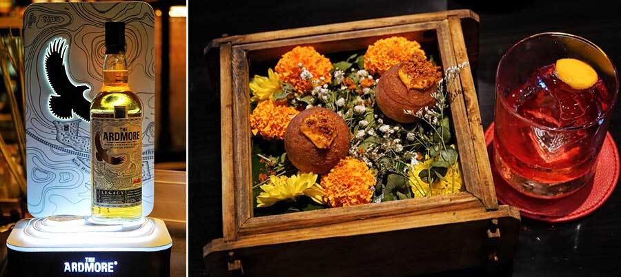 The Askalu took a savoury turn with its smoked cheese filling, while the mustard, arbi (taro) and sesame lun (salt) added zing and texture. This was paired with a Sip Slow cocktail, a blend of The Ardmore Legacy whisky, Naar Vermouth and Campari 