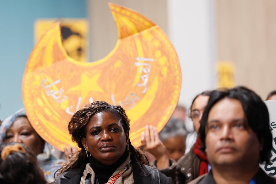 Environmental activists protest to urge world leaders to commit to a strong climate finance deal during the United Nations Climate Change Conference (COP29), in Baku, Azerbaijan November 16, 2024.