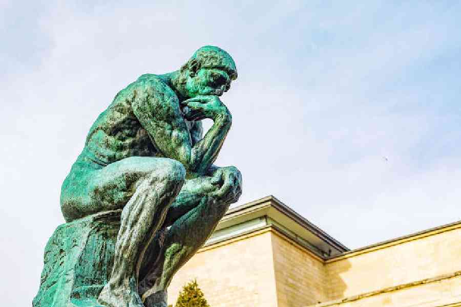 August Rodin's famous sculpture The Thinker in the grounds of the Musee Rodin