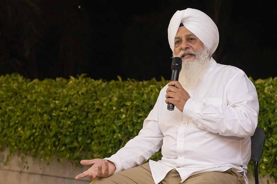 Sarbpreet Singh talking about his new book at the Birla Academy of Art and Culture on November 16