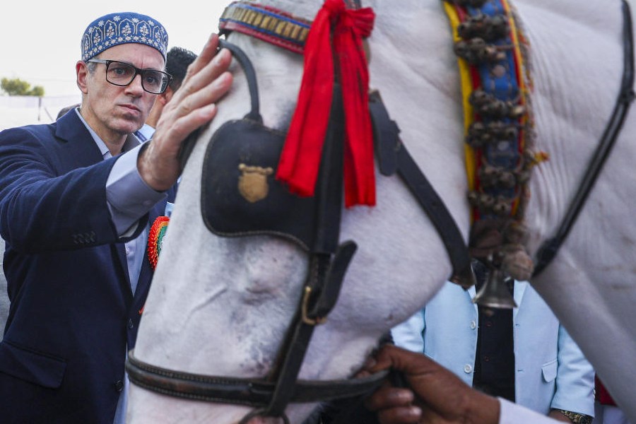 Omar Abdullah during the inauguration of the National Agriculture Summit and Kisan Mela in Jammu on Wednesday