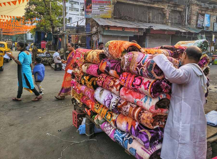 The blanket market is back near New Market with the advent of winter in Kolkata 
