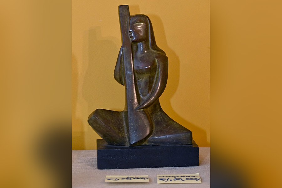 A Saraswati sculpture by Bimal Kundu