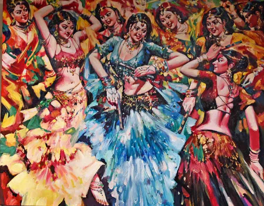 A work by Subrato Gangopadhyay that caught the attention of several well-known personalities who visited Art Mela, including actors Jaya Seal Ghosh and Jaya Ahsan