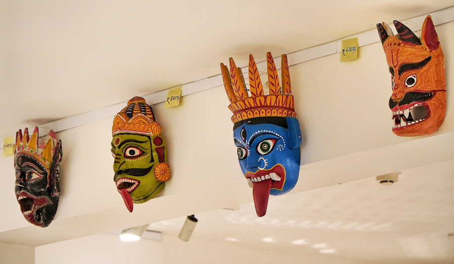 Intricate tribal masks on display at CIMA Art Mela
