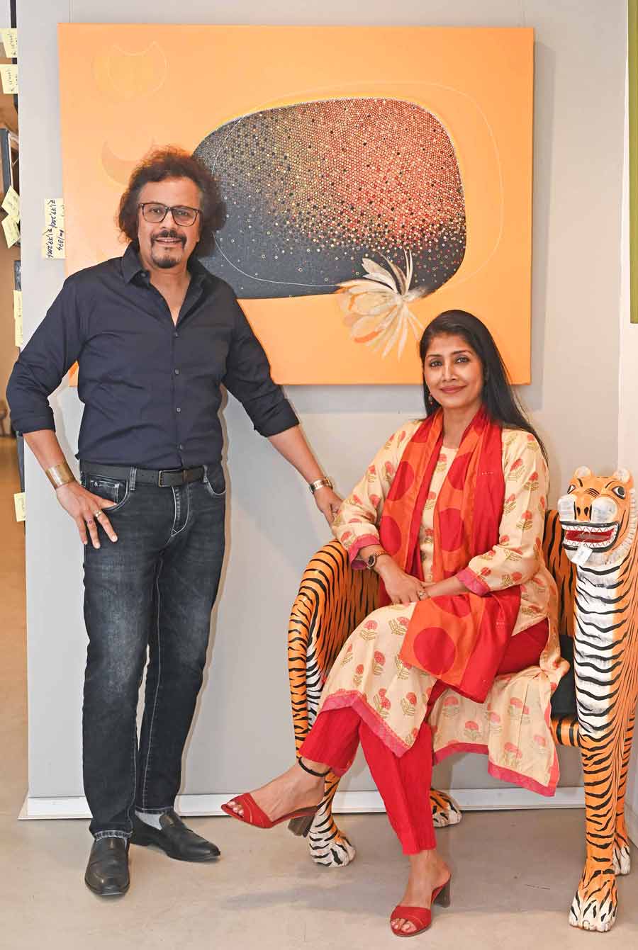 An artwork by artist Uday Goswami that captured the attention of tabla maestro Bickram Ghosh and actor Jaya Seal Ghosh